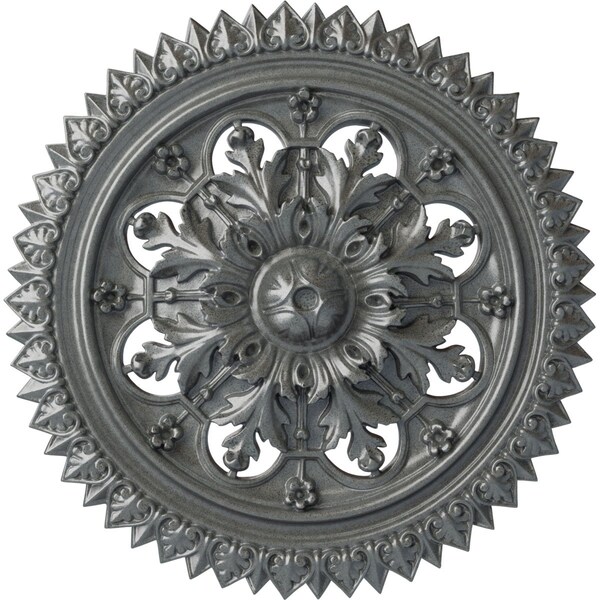 Ekena Millwork York Ceiling Medallion (Fits Canopies up to 3 5/8"), Hand-Painted Platinum, 21 5/8"OD x 2 1/2"P CM21YOPLS - main
